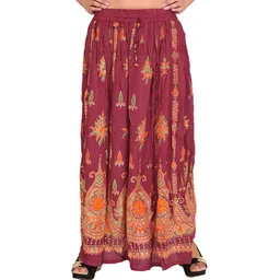 Exotic India Printed Pure Cotton A-Line Maxi Skirts-picture-32