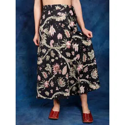 Exotic India Printed Pure Cotton Wrap Midi Skirt-picture-37