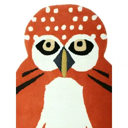 Exotic India Red & White Koi Owl On A Branch Wool Yogic Asana Floor Mat-picture-39