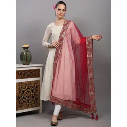 Exotic India Sada Saubhagyawati Bhav Bridal Wedding Dupatta With Zari Sequins And Latkan-picture-39