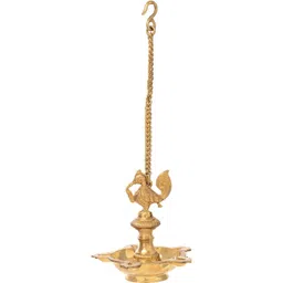 Exotic India Textured Brass Hanging Pooja Diya-picture-27