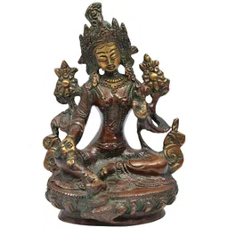 Exotic India The Exquisitely Sculpted Green Tara In Brass Statue Showpiece-picture-37