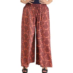 Exotic India Women Burnt Coral Casual Printed Palazzo Pants-picture-34