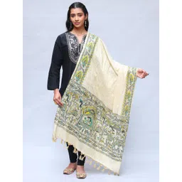 Exotic India Women Ethnic Motifs Printed Khadi Shawl-picture-25