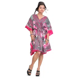 Exotic India Women Ethnic Motifs Printed Short Kaftan with Dori at Waist-picture-27