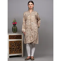 Exotic India Women Floral Embroidered Woollen Longline Tailored Jacket-picture-28