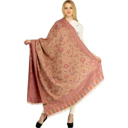 Exotic India Women Floral Woven Design Woollen Reversible Jamawar Shawl-picture-14