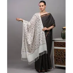 exotic india Women Floral Woven Stole with Tassels-picture-13