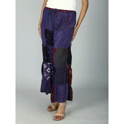 Exotic India Women Patch Work Printed Dori Palazzo from Gujarat-picture-38