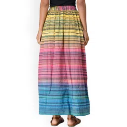 Exotic India Women Striped Printed Pure Cotton A-Line Maxi Skirt image 5