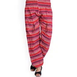 Exotic India Women Striped Relaxed Fit Smart Trousers-picture-17