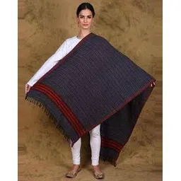 exotic india Women Stripes Pattern Woven Stole with Tassels-picture-11