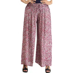Exotic India Women Windsor-Wine Floral Printed Knitted Casual Palazzos Pants-picture-35