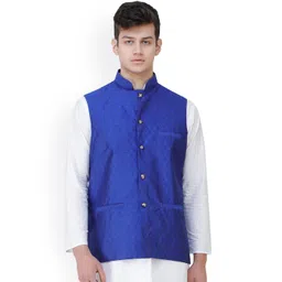 Exotic India Woven Design Nehru Jacket-picture-18