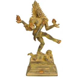 Exotic India Yellow & Beige Dancing Shiva Religious Idol Showpiece image 1