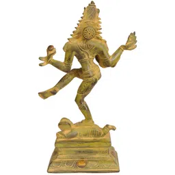 Exotic India Yellow & Beige Dancing Shiva Religious Idol Showpiece image 3