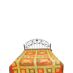 Exotic India Yellow & Red Floral 300 TC Cotton Queen Bedsheet-picture-31