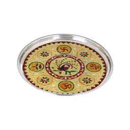 Exotic India Yellow & Red Textured Pooja Thali-picture-35
