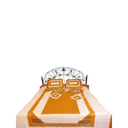 Exotic India Yellow & White Geometric Printed 300 TC Queen Bedsheet with 2 Pillow Covers-picture-34