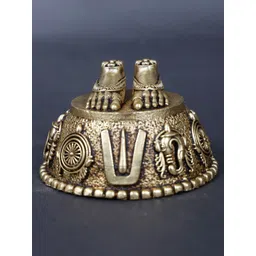 Exotic India Yellow Goddess Lakshmi Padam Brass Idol Showpiece-picture-39