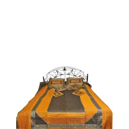 Exotic India Yellow Printed Cotton 300 TC Queen Bedsheet with 2 Pillow Covers-picture-32