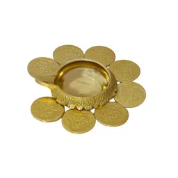 Exotic India Yellow Textured Brass Ashtalakshmi Diya-picture-35