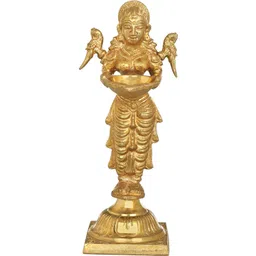 Exotic India Yellow Textured Brass Deepalakshmi-picture-33