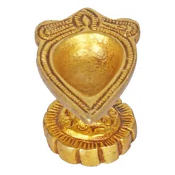 Exotic India Yellow Textured Brass Diya-picture-28