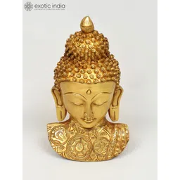 Exotic India Yellow Textured Buddha Bust Wall Hangings-picture-21