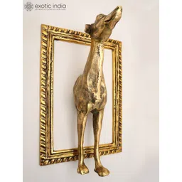 Exotic India Yellow Textured Dog With Frame Wall Hangings-picture-35