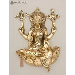 Exotic India Yellow Textured Four Armed Goddess Varahi Wall Hangings-picture-21