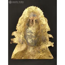 Exotic India Yellow Textured Goddess Durga Mask Fish Earrings Wall Hangings image 2