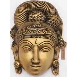 Exotic India Yellow Textured Goddess Parvati Face Wall Hangings-picture-15