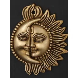 Exotic India Yellow Textured Half Sun & Half Moon Wall Hangings-picture-16