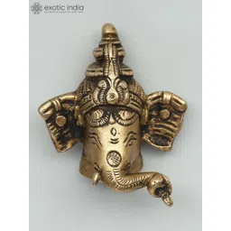 Exotic India Yellow Textured Small Lord Ganesha Face Wall Hangings-picture-24