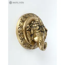 Exotic India Yellow Textured Small Lord Ganesha Face Wall Hangings-picture-33