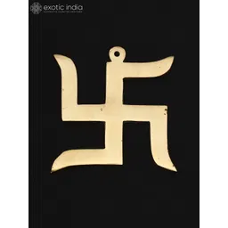 Exotic India Yellow Textured Swastik - Symbol Of Prosperity Wall Hangings-picture-23