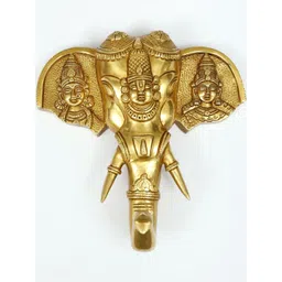 Exotic India Yellow Textured Tirupati Balaji Elephant Head Wall Hangings-picture-32