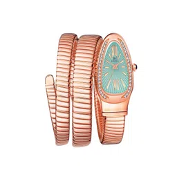 EXOTICA Women Dial & Stainless Steel Wrap Around Straps Analogue Watch Spiral-001-Rose Gold Green-picture-24