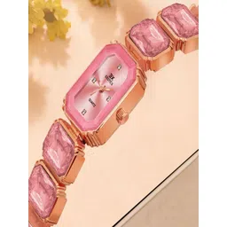 Exotica Fashion Women Brass Embellished Dial & Stainless Steel Bracelet Style Straps Digital Watch-picture-51