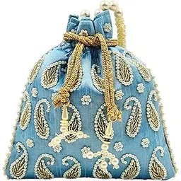 exotique Embroidered Potli Bag for Women | Designer Silk Potli with Pearl & Bead Work | Wedding, Bridal, Party & Festive Gift Pouch | HW0018-picture-44