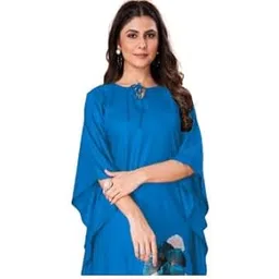 exotix Women’s Viscose Rayon Kaftan Top | Floral Printed Knee-Length Kurta V-Neck Tie-Up & Flared Sleeves | Comfortable Daily Soft Kaftan Top for Casual & Formal Outfits-picture-36