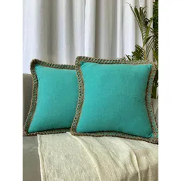 EXPORT HOUSE Green & Brown Set of 2 Square Cushion Covers-image-42