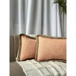 EXPORT HOUSE Pink & Brown Set of 2 Square Cushion Covers-image-0