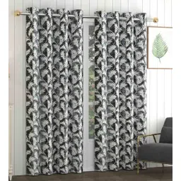 exporthub Black Polyester Floral 9Ft Blackout Eyelet Door Curtains (Pack of 2)-picture-37