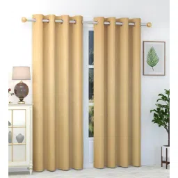 exporthub Gold Solid Polyester 8 Ft Blackout Eyelet Door Curtains (Set of 2)-picture-28