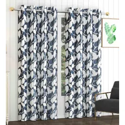 Grey Polyester Floral 8Ft Blackout Eyelet Door Curtains (Pack of 2)-image-25