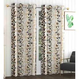 Grey Polyester Floral 8Ft Blackout Eyelet Door Curtains (Pack of 2)-image-21