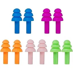 EXPORTTANZA Ear Plugs Soft Silica Gel Noise Reduction for Sleeping/Meditation/Swimming Adult/Child/Reusable for Travel - 5 Pairs - Random Color-picture-40