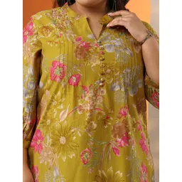 EXTRA LOVE BY LIBAS Plus Size Floral Printed Pleated Kurti image 4